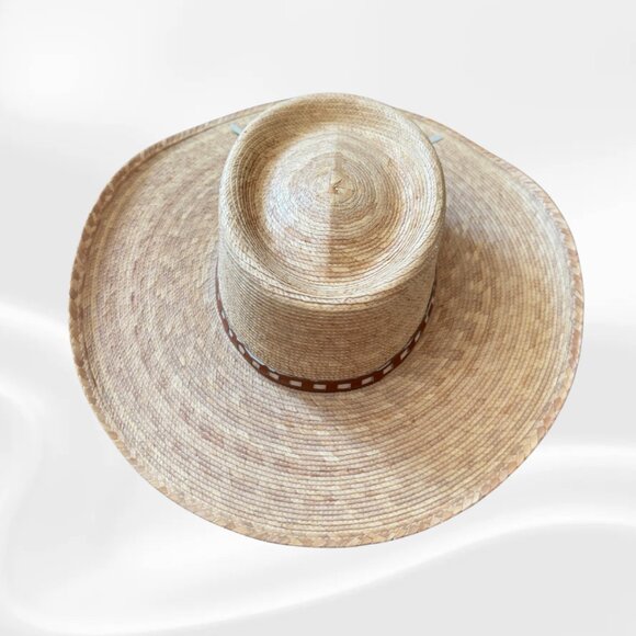 Mexican Palm-Leaf Cowboy Hat, Straw, Leather Band Size 54 (US 6 3/4) - Picture 8 of 9